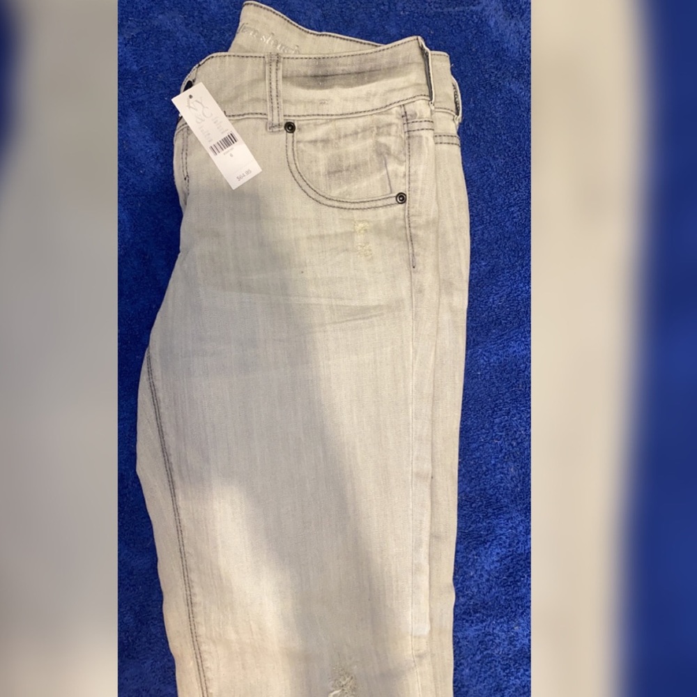 Grey slim slouch jeans